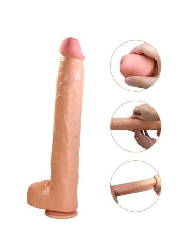 Pretty love - rael dildo realístico flexible con ventosa 40 cm -ø- 6 cm marrón