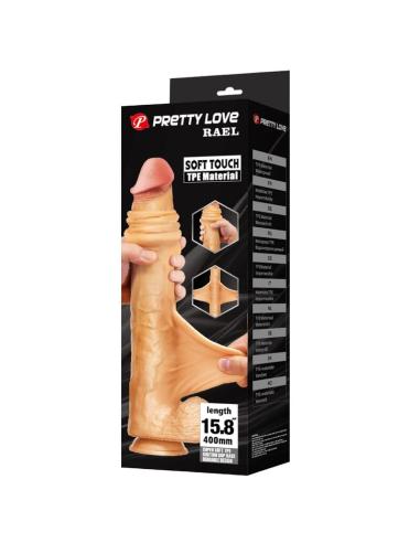 Pretty love - rael dildo realístico flexible con ventosa 40 cm -ø- 6 cm marrón