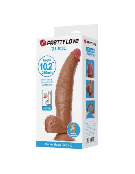Pretty love - ulric dildo realístico flexible 26 cm ø 5,5 cm tpe marrón