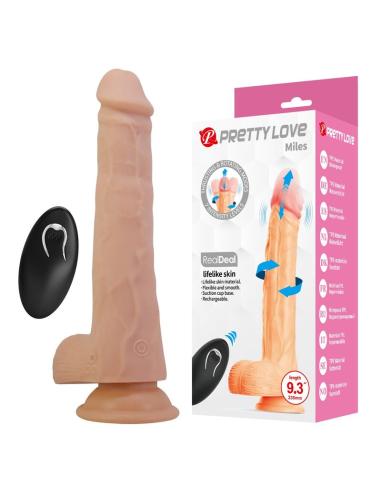 Pretty love - miles dildo vibrador con empuje y rotación control remoto 23,5 cm ø 4,8 cm color natural