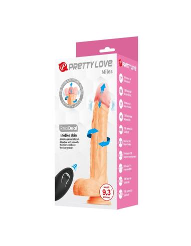 Pretty love - miles dildo vibrador con empuje y rotación control remoto 23,5 cm ø 4,8 cm color natural
