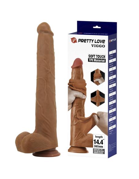 Pretty love - viggo dildo realista tacto suave con piel deslizante 36,5 cm marrón