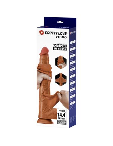 Pretty love - viggo dildo realista tacto suave con piel deslizante 36,5 cm marrón