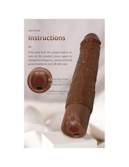 Pretty love - kessler dildo vibrador realista 10 modos de vibración y 10 de empuje 22 cm marrón