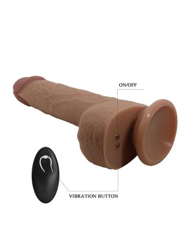 Pretty love - tommy vibrador realístico con empuje marrón oscuro control remoto