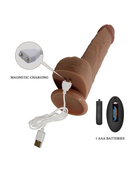 Pretty love - tommy vibrador realístico con empuje marrón oscuro control remoto