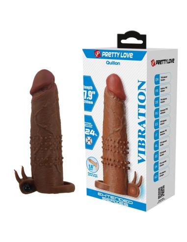 Pretty love - quillon funda para pene vibradora 20 cm ø 4 cm color marrón