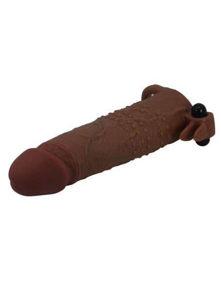 Pretty love - quillon funda para pene vibradora 20 cm ø 4 cm color marrón
