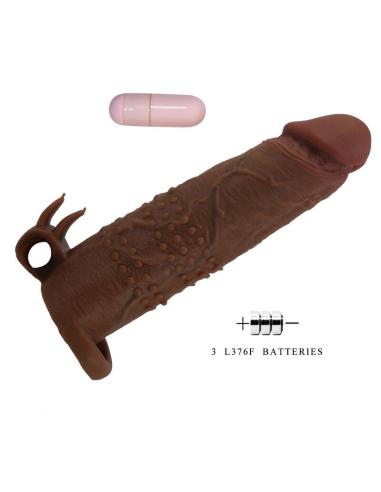 Pretty love - quillon funda para pene vibradora 20 cm ø 4 cm color marrón