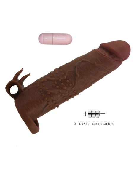 Pretty love - quillon funda para pene vibradora 20 cm ø 4 cm color marrón
