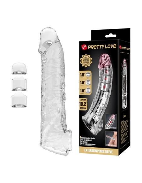 Pretty love - funda extensora para pene ajustable 26 cm ø 4 cm color transparente