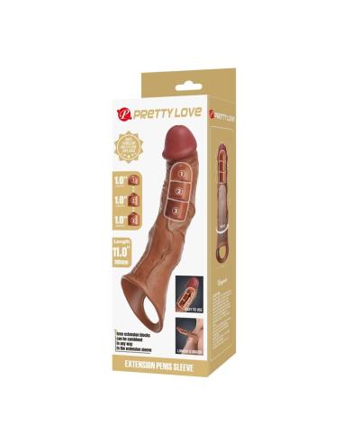 Pretty love - funda extensora para pene ajustable 28 cm ø 4,5 cm color marrón