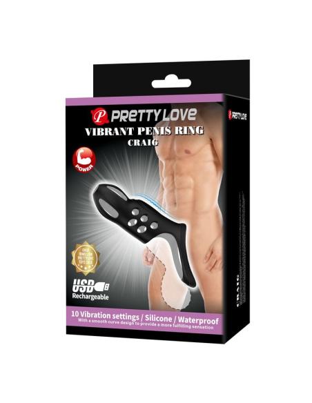 Pretty love - craig anillo para pene vibrador recargable negro