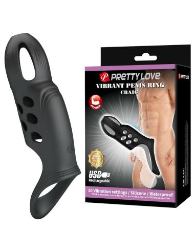 Pretty love - craig anillo para pene vibrador recargable negro