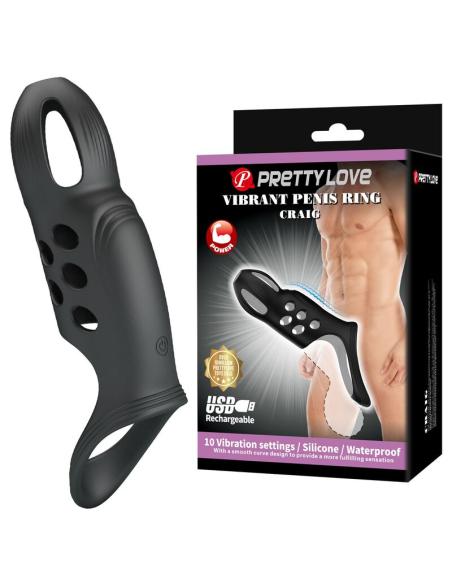 Pretty love - craig anillo para pene vibrador recargable negro