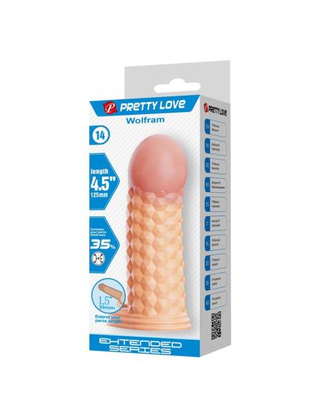 Pretty love - wolfram funda para pene extensora 11,5 cm ø 3,8 cm color natural