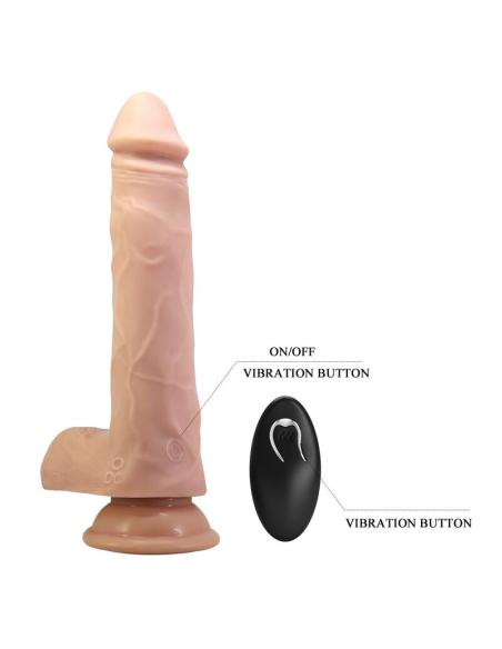 Pretty love - davey dildo vibrador con empuje y rotación control remoto 22,5 cm ø 4,8 cm color natural