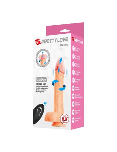 Pretty love - davey dildo vibrador con empuje y rotación control remoto 22,5 cm ø 4,8 cm color natural