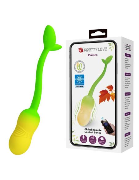 Pretty love - huevo vibrador pulsen control app 12 funciones recargable usb verde-amarillo