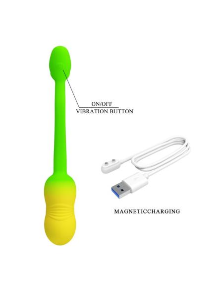 Pretty love - huevo vibrador pulsen control app 12 funciones recargable usb verde-amarillo