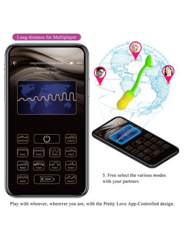 Pretty love - huevo vibrador pulsen control app 12 funciones recargable usb verde-amarillo
