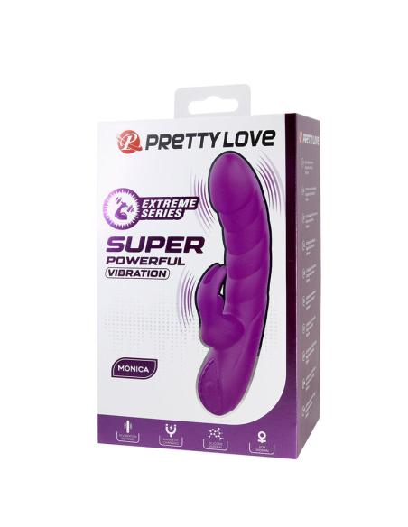 Pretty love - monica vibrador doble estimulación para punto g y clítoris recargable morado
