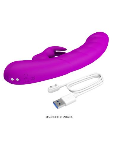 Pretty love - monica vibrador doble estimulación para punto g y clítoris recargable morado