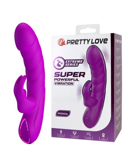 Pretty love - monica vibrador doble estimulación para punto g y clítoris recargable morado