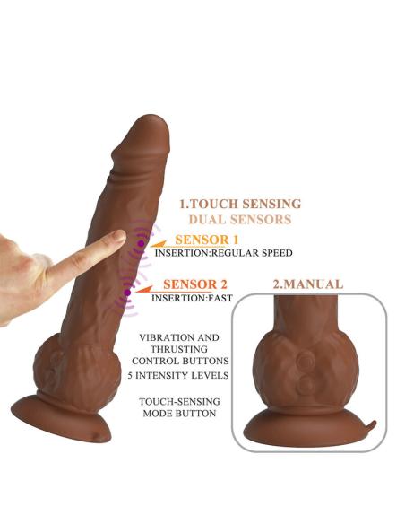 Pretty love - eren dildo vibrador con empuje 20,5 cm ø 4,5 cm marrón