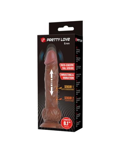 Pretty love - eren dildo vibrador con empuje 20,5 cm ø 4,5 cm marrón