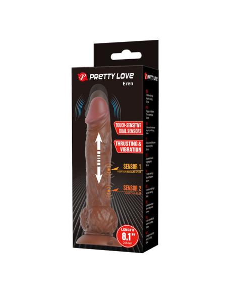 Pretty love - eren dildo vibrador con empuje 20,5 cm ø 4,5 cm marrón