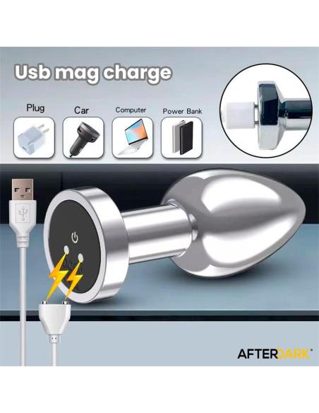 Dimpor Plug Anal Cromado con Vibración USB Magnético Talla M