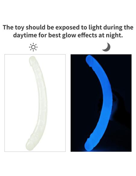 Dildo Doble Lumino 14.5 Luz Azul