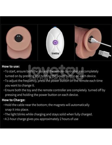 Dildo con Vibración Piel Deslizante Silicona Dual Layer 10