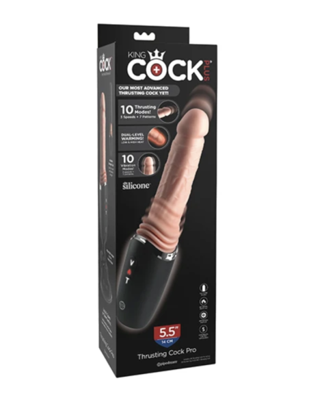King cock plus - thrusting cock pro dildo de silicona con empuje vibración y calor light 12,7 cm