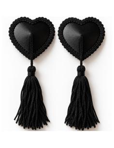 Chilirose - cr 4897 cubrepezones corazón con borlas negro