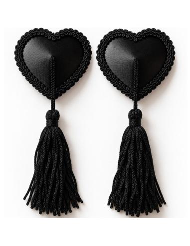 Chilirose - cr 4897 cubrepezones corazón con borlas negro