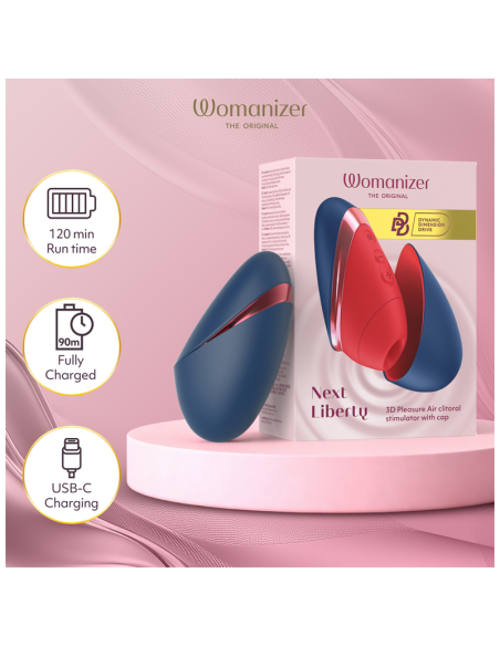 Womanizer - next liberty estimulador de clítoris 3d pleasure air azul/rojo