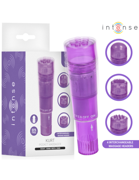 Intense - kurt mini masajeador con 4 cabezales intercambiables lila