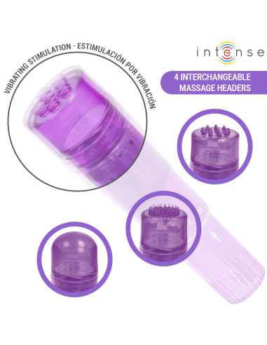 Intense - kurt mini masajeador con 4 cabezales intercambiables lila