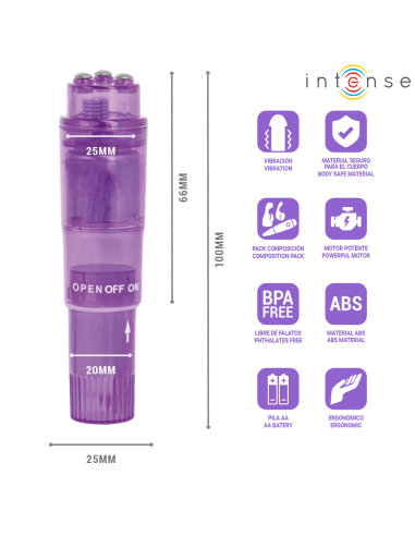 Intense - kurt mini masajeador con 4 cabezales intercambiables lila