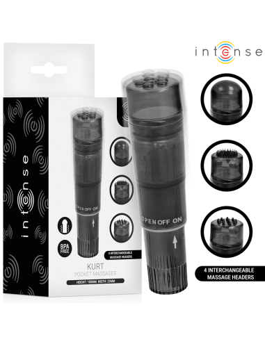 Intense - kurt mini masajeador con 4 cabezales intercambiables negro