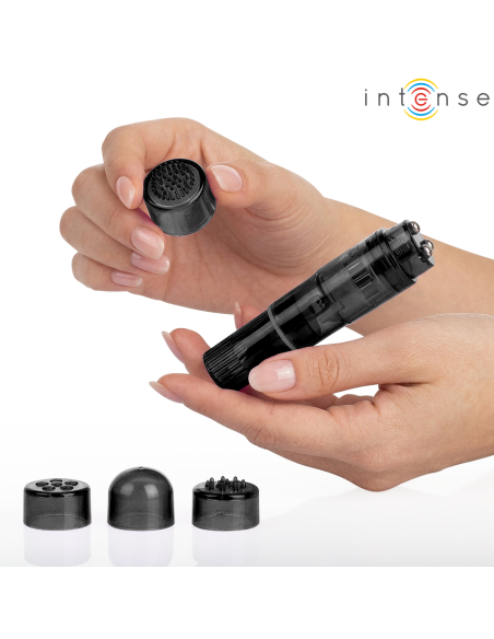 Intense - kurt mini masajeador con 4 cabezales intercambiables negro