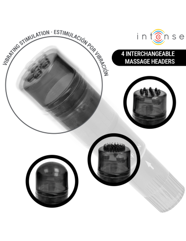 Intense - kurt mini masajeador con 4 cabezales intercambiables negro