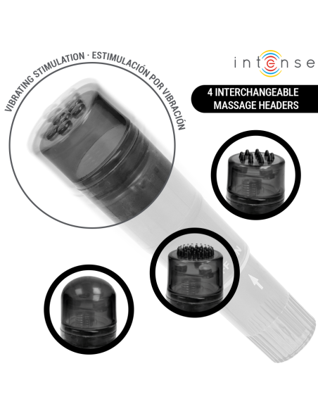 Intense - kurt mini masajeador con 4 cabezales intercambiables negro