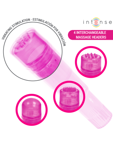 Intense - kurt mini masajeador con 4 cabezales intercambiables rosa
