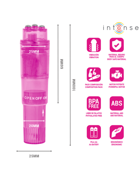 Intense - kurt mini masajeador con 4 cabezales intercambiables rosa
