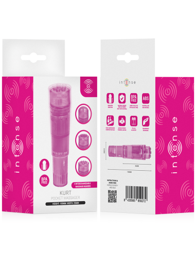 Intense - kurt mini masajeador con 4 cabezales intercambiables rosa