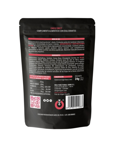 Wug erect – chicle funcional con maca, zinc y vitaminas para potenciar la energía y el rendimiento masculino