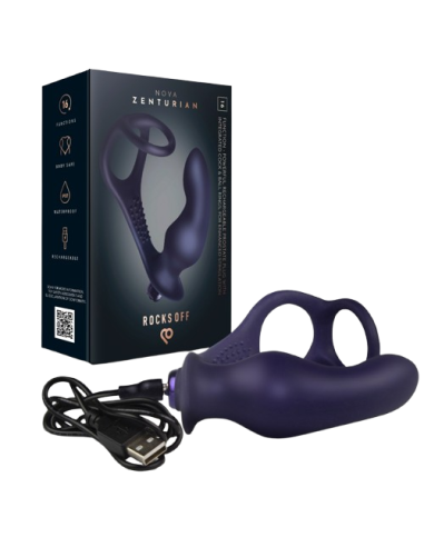 Rocks-off - nova zenturian plug prostático vibrador con anillos 16 modos azul oscuro